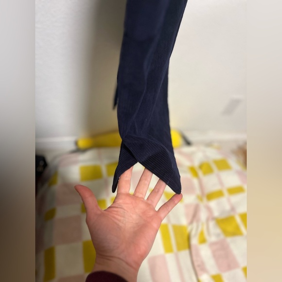 The Vermont Country Store corduroy tunic shift coverall dress, thick blue cotton - Picture 7 of 10